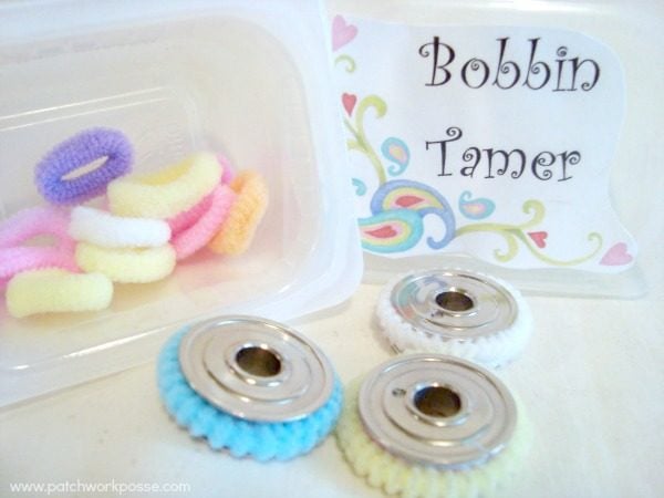 How to Use Pre-Wound Bobbins 4 bobbin tamers- use pony tail holders | patchwork posse
