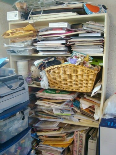 messy shelf Organizing the Sewing Room day 2 1