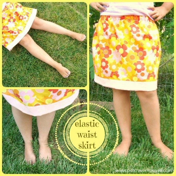 elastic waist skirt tutorial for girls. easy skirt to sew / patchwork posse