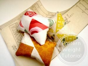 instead of striaght pins, make pattern weights with orphan quilt blocks / patchworkposse.com