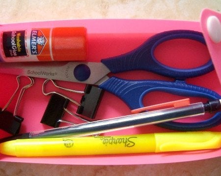 sewing notions in a pencil pouch.