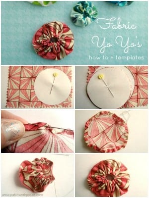 fabric yo yo tutorial with printable templates | patchwork posse #yoyo #freepattern