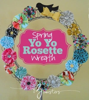 spring yoyo rosette wreath-- titled