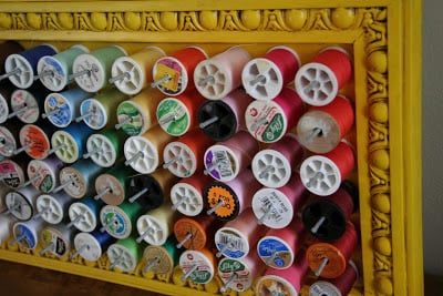 spools in a frame
