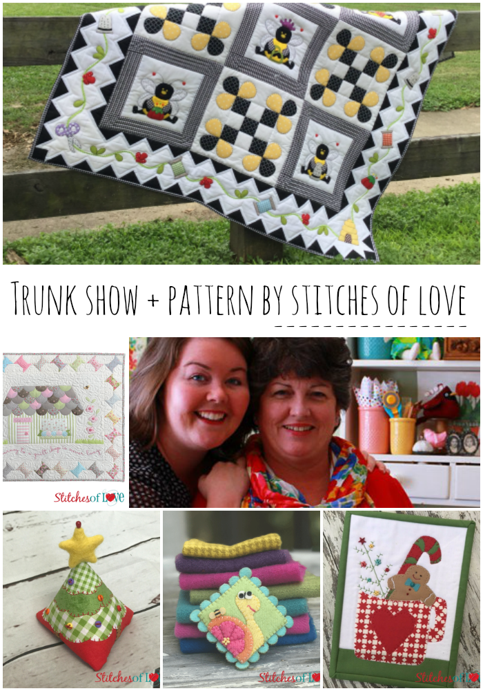Guest Designer - Stitches of Love 10 trunk show and pattern by the guest designers for the IAQ quilt group - Stitches of Love. These two are so talented. Love their style and design and the calendar girls!