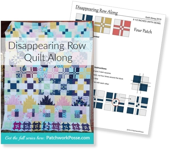 This month we'll be sewing Row #8 - a disappearing four patch quilt block! You'll learn how to cut it up and reassemble it into a new block and complete a row!