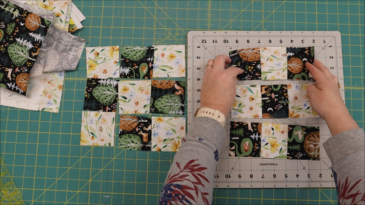 Step 9- Press the rows so they are opposite the next row. Top row is pressed to the right, middle row is pressed to the left and the bottom row is pressed to the right. 