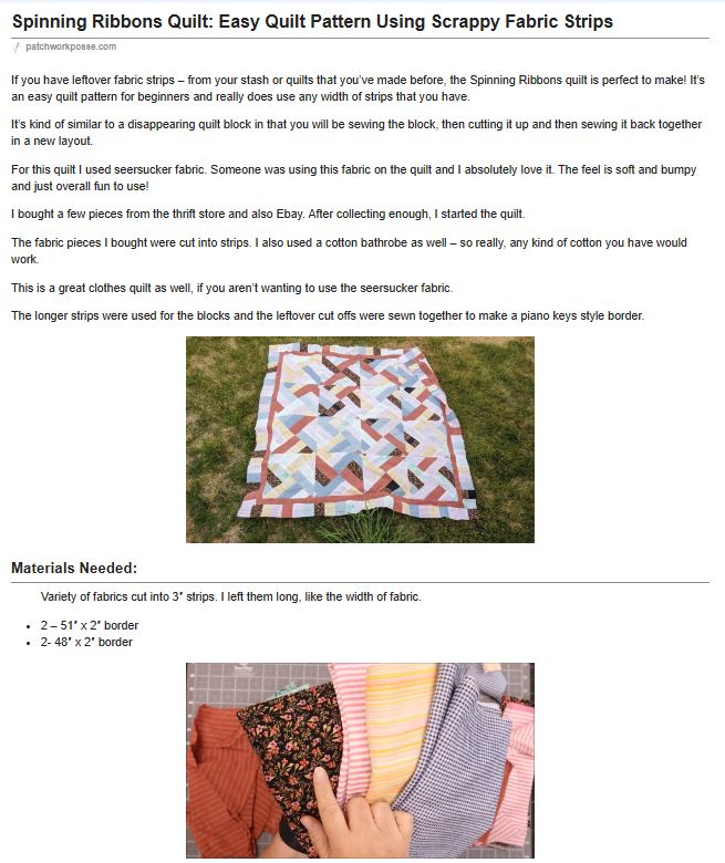 Spinning Ribbons Spinning Ribbons Quilt: Easy Quilt Pattern Using Scrappy Fabric Strips ...