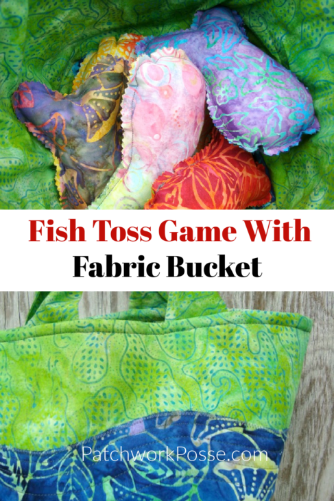 fish toss game with fabric bucket