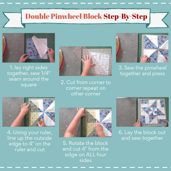 Disappearing Pinwheel Quilt Block - Double Pinwheel - Patchwork Posse