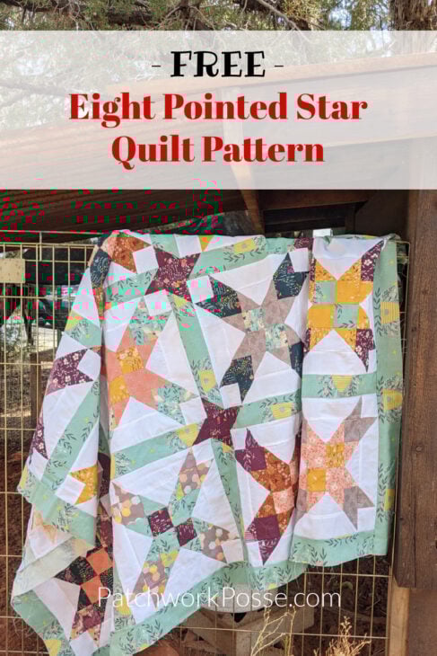 Free Eight Point Star Quilt Pattern 19 free quilt pattern large image of the quilt top on a gate