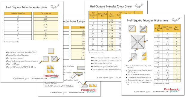 Half Square Triangles Cheat Sheets & Calculator 3